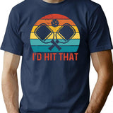 I'd Hit That Pickleball Paddle Vintage Retro T-Shirt - Navy