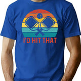 I'd Hit That Pickleball Paddle Vintage Retro T-Shirt - Blue
