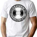 I'd Rather Be At A Record Store T-Shirt - White