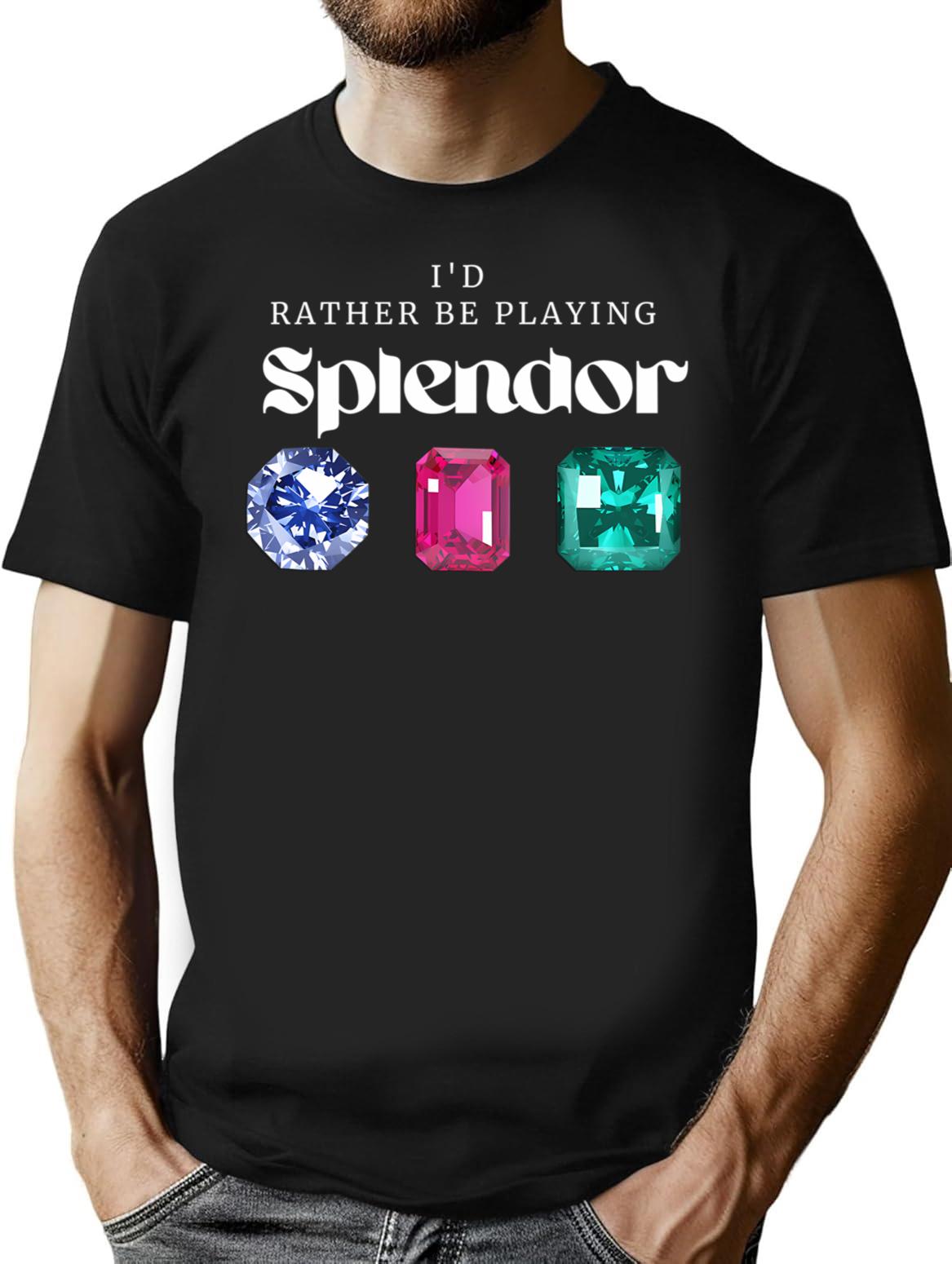 I'd Rather Be Playing Splendor T-Shirt - Retro Graphic Tee for Men & Women - Black