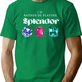 I'd Rather Be Playing Splendor T-Shirt - Retro Graphic Tee for Men & Women - Green