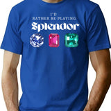 I'd Rather Be Playing Splendor T-Shirt - Retro Graphic Tee for Men & Women - Blue