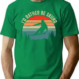 I'd Rather Be Skiing Retro Vintage Ski Funny Skier T-Shirt - Green