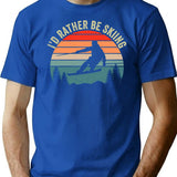 I'd Rather Be Skiing Retro Vintage Ski Funny Skier T-Shirt - Blue