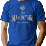 I'll Take Manhattan Grey Ink T-Shirt - Retro Graphic Tee for Men & Women - Blue