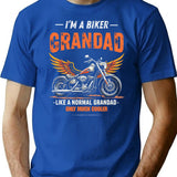 I'm A Biker Grandad - Like A Normal Grandad Only Much Cooler T-Shirt - Blue