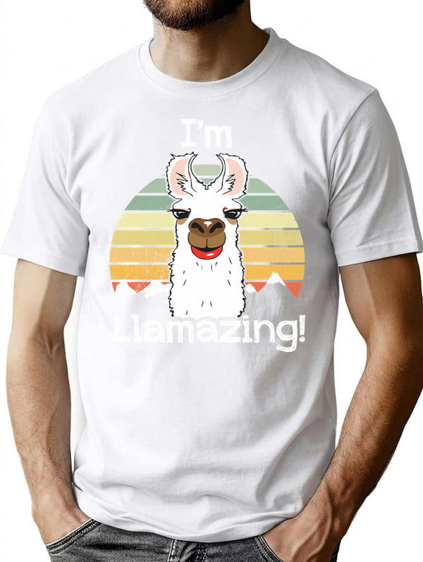I'M Llamazing T-Shirt for Men & Women, T-Shirts Graphic Tee - White