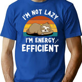 I'm Not Lazy I'm Energy Efficient Funny Sloth Lover T-Shirt - Blue