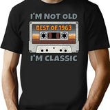 I'm Not Old I'm Classic Best Of 1963 Retro Vintage Funny Distressed Cassette Birthday Gift T-Shirt - Black