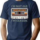 I'm Not Old I'm Classic Best Of 1963 Retro Vintage Funny Distressed Cassette Birthday Gift T-Shirt - Navy