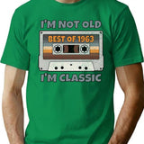 I'm Not Old I'm Classic Best Of 1963 Retro Vintage Funny Distressed Cassette Birthday Gift T-Shirt - Green