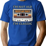 I'm Not Old I'm Classic Best Of 1963 Retro Vintage Funny Distressed Cassette Birthday Gift T-Shirt - Blue