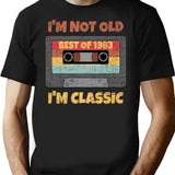 I'm Not Old I'm Classic Best Of 1983 Retro Vintage Funny Distressed Cassette Birthday Gift T-Shirt - Black