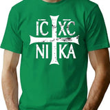 Ic Xc Nika Cross Christian Orthodox Retro Vintage T-Shirt - Green