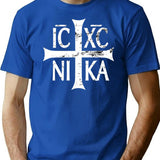 Ic Xc Nika Cross Christian Orthodox Retro Vintage T-Shirt - Blue