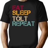 Icelandic Horse Eat Sleep Repeat T-Shirt - Retro Graphic Tee for Men & Women - Black