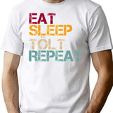 Icelandic Horse Eat Sleep Repeat T-Shirt - Retro Graphic Tee for Men & Women - White