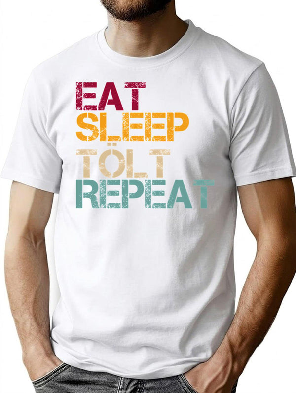 Icelandic Horse Eat Sleep Repeat T-Shirt - Retro Graphic Tee for Men & Women - White