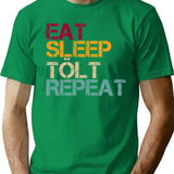 Icelandic Horse Eat Sleep Repeat T-Shirt - Retro Graphic Tee for Men & Women - Green
