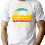 Id Rather Be Collecting Stamps Vintage Gift For Stamp Collectors T-Shirt - White