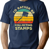 Id Rather Be Collecting Stamps Vintage Gift For Stamp Collectors T-Shirt - Navy