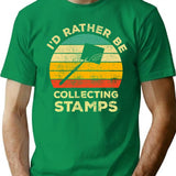 Id Rather Be Collecting Stamps Vintage Gift For Stamp Collectors T-Shirt - Green