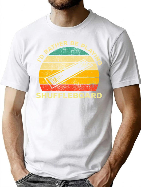 Id Rather Be Playing Shuffleboard Vintage Gift For Shuffleboard Players T-Shirt - White