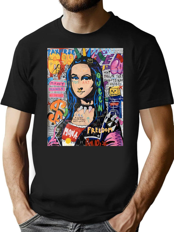 Illustrated Art T-Shirt - Retro Graphic Tee for Men & Women - Black