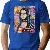 Illustrated Art T-Shirt - Retro Graphic Tee for Men & Women - Blue