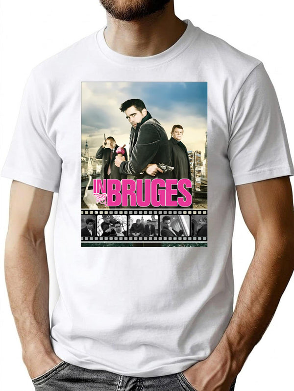 In Bruges Poster Vintage T-Shirt - Retro Graphic Casual Tee - White