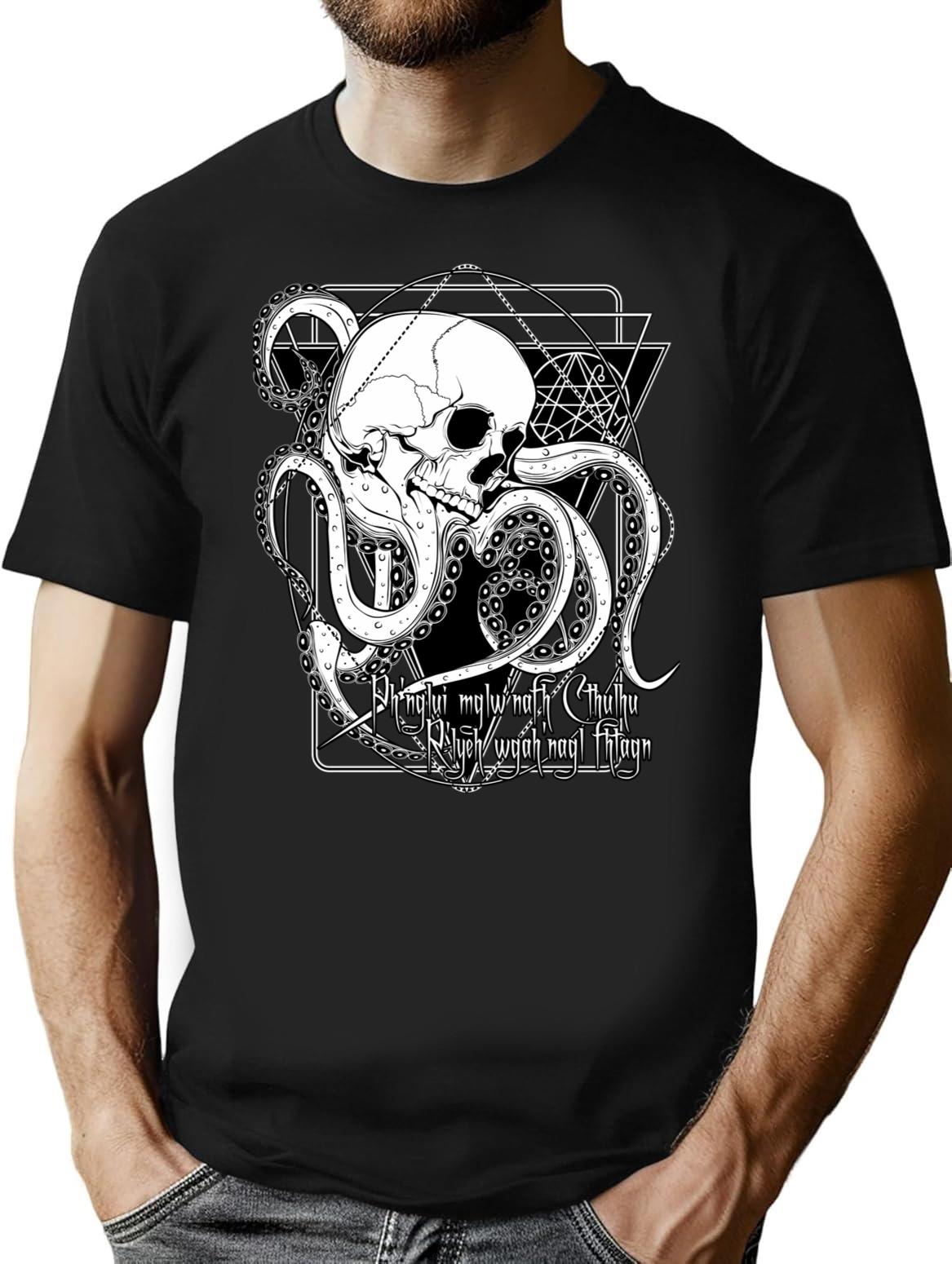 In His House At R'Lyeh Dead Cthulhu Waits Dreaming. T-Shirt for Men & Women, T-Shirts Graphic Tee - Black