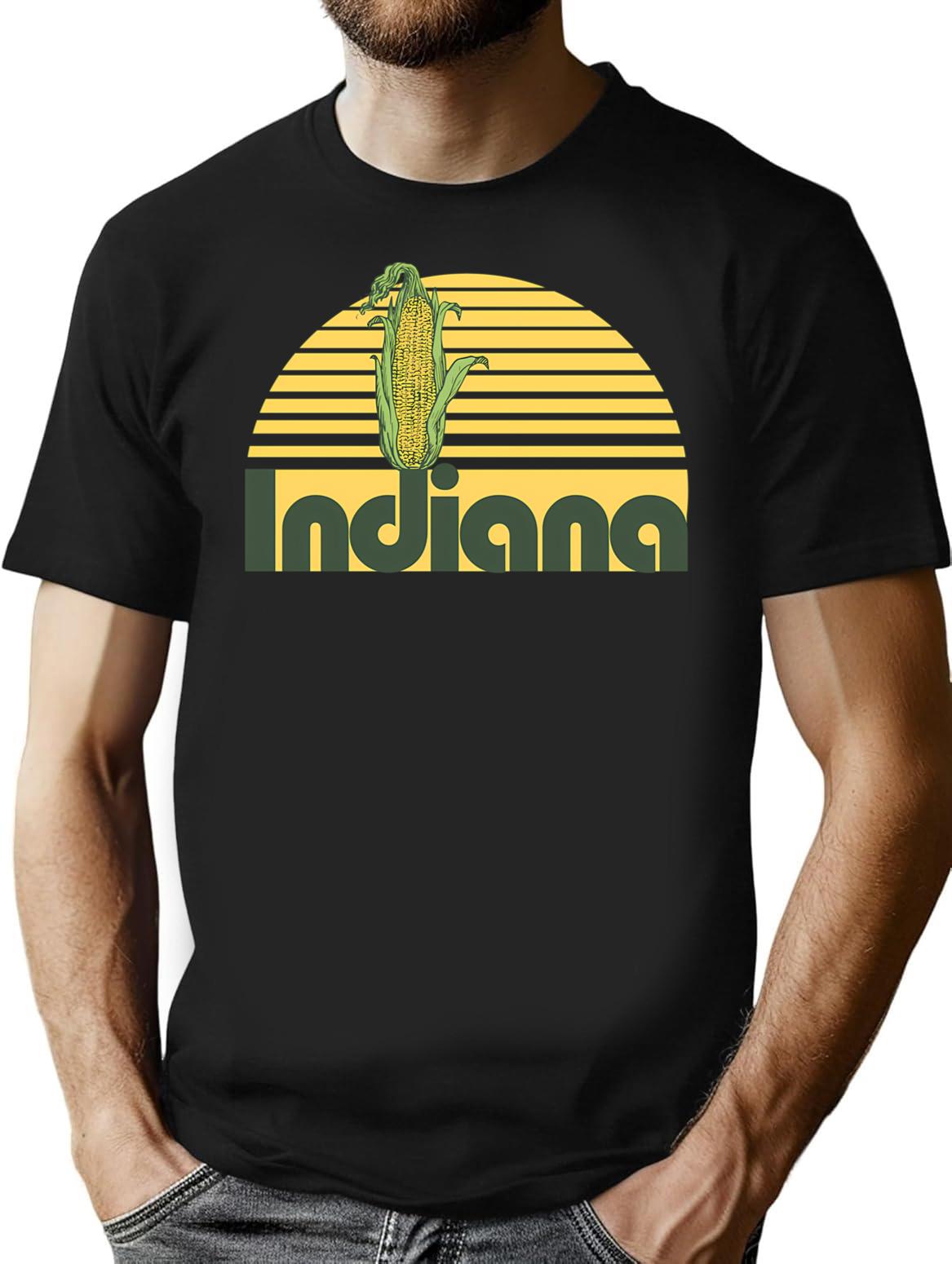 Indiana Corn T-Shirt - Retro Graphic Tee for Men & Women - Black