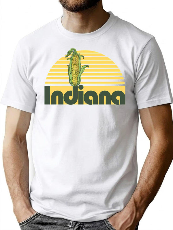 Indiana Corn T-Shirt - Retro Graphic Tee for Men & Women - White