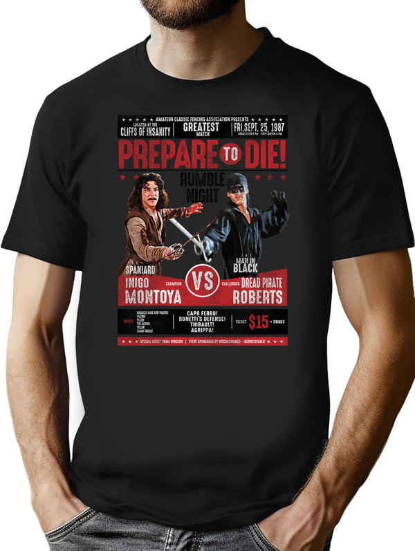 Inigo Montoya Fencing Poster Worn T-Shirt for Men & Women, T-Shirts Graphic Tee - Black