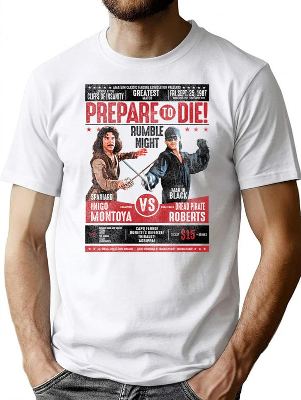 Inigo Montoya Fencing Poster Worn T-Shirt for Men & Women, T-Shirts Graphic Tee - White