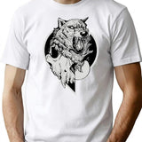 Inktober Wolf T-Shirt for Men & Women, T-Shirts Graphic Tee - White