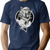 Inktober Wolf T-Shirt for Men & Women, T-Shirts Graphic Tee - Navy