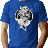 Inktober Wolf T-Shirt for Men & Women, T-Shirts Graphic Tee - Blue