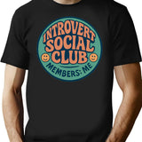 Introvert Social Club Funny Introvert Gift Anti Social Humor Sarcastic Quote Vintage Badge T-Shirt - Black