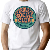 Introvert Social Club Funny Introvert Gift Anti Social Humor Sarcastic Quote Vintage Badge T-Shirt - White
