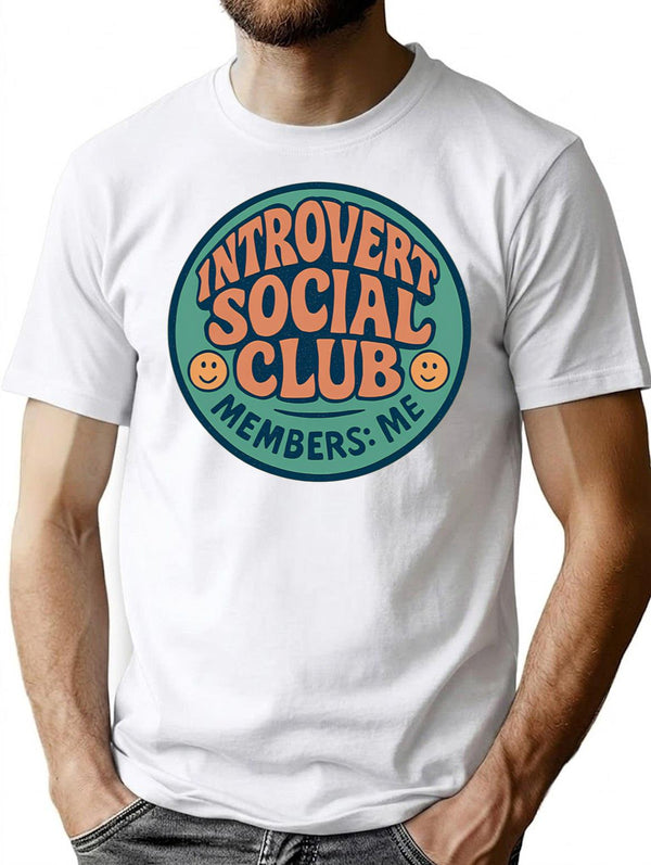 Introvert Social Club Funny Introvert Gift Anti Social Humor Sarcastic Quote Vintage Badge T-Shirt - White