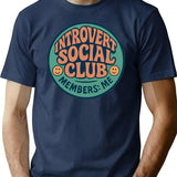 Introvert Social Club Funny Introvert Gift Anti Social Humor Sarcastic Quote Vintage Badge T-Shirt - Navy
