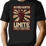 Introverts Unite T-Shirt - Retro Graphic Tee for Men & Women - Black