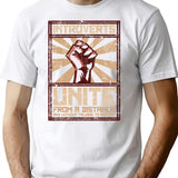 Introverts Unite T-Shirt - Retro Graphic Tee for Men & Women - White