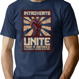 Introverts Unite T-Shirt - Retro Graphic Tee for Men & Women - Navy