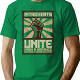 Introverts Unite T-Shirt - Retro Graphic Tee for Men & Women - Green