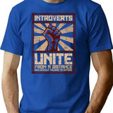 Introverts Unite T-Shirt - Retro Graphic Tee for Men & Women - Blue