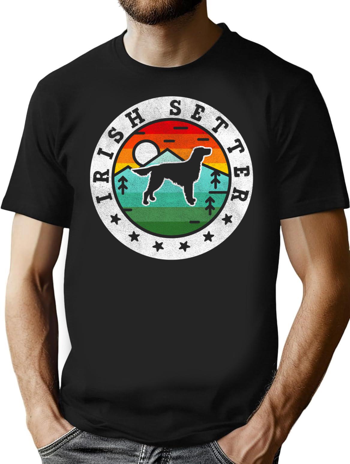Irish Setter Dog Summer Vintage T-Shirt - Retro Graphic Casual Tee - Black