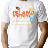 Island Hoppers Retro Magnum Pi Worn T-Shirt for Men & Women, T-Shirts Graphic Tee - White