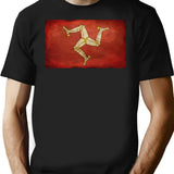 Isle Of Man Flag T-Shirt - Retro Graphic Tee for Men & Women - Black